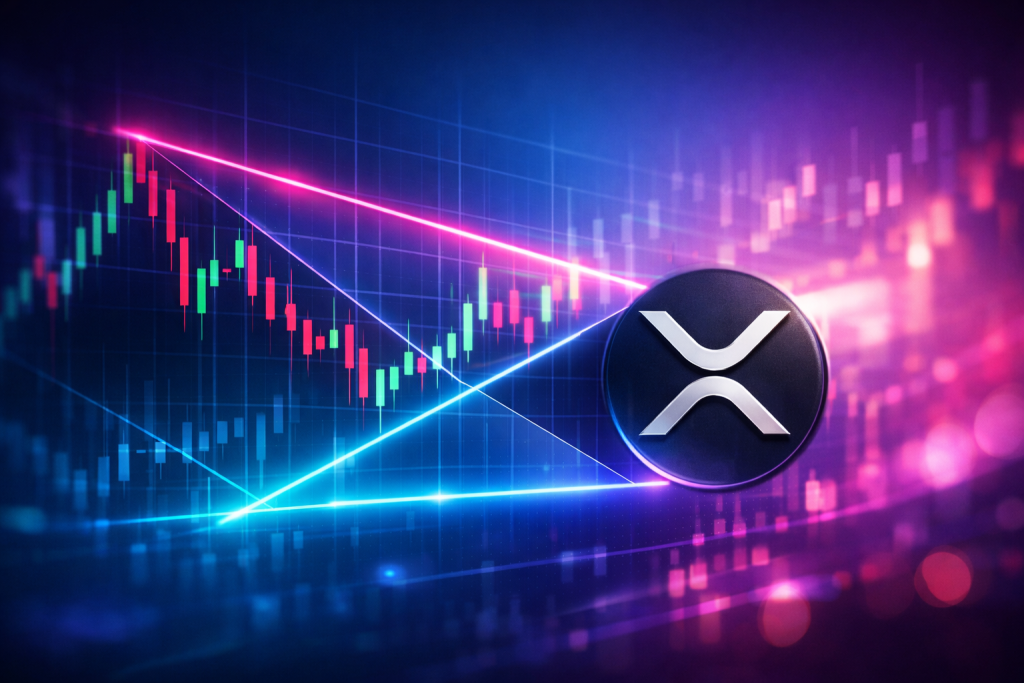The XRP triangle suggests a possible 10% move, but in what direction?